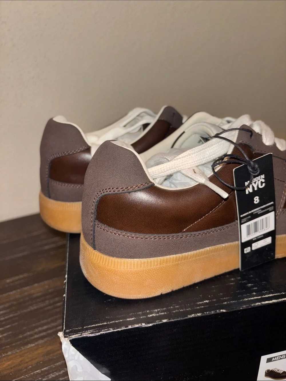 Madden NYC Men’s  Brown Low-Top Sneakers with Gum Rubber Sole 8